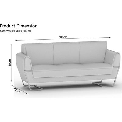 Mahmayi GLW SF169-3 White PU Leatherette Three Seater Sofa - Modern Design, Stylish Furniture for Living Room, Comfortable Seat, Durable Upholstery (3-Seater Sofa, White)