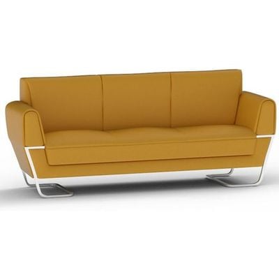 Mahmayi GLW SF169-3 Yellow PU Leatherette Three Seater Sofa - Modern Design, Stylish Furniture for Living Room, Comfortable Seat, Durable Upholstery (3-Seater Sofa, Yellow)