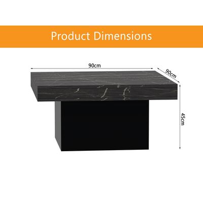 Mahmayi Modern Coffee Table Square Shape Tabletop - Black Pietra Grigia and Black 