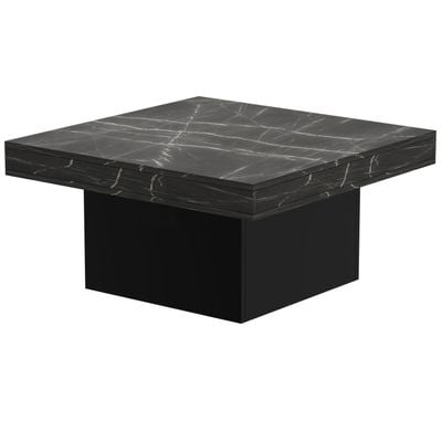 Mahmayi Modern Coffee Table Square Shape Tabletop - Black Pietra Grigia and Black 