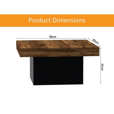 Mahmayi Modern Coffee Table Square Shape Tabletop - Dark Hunton Oak and Black 