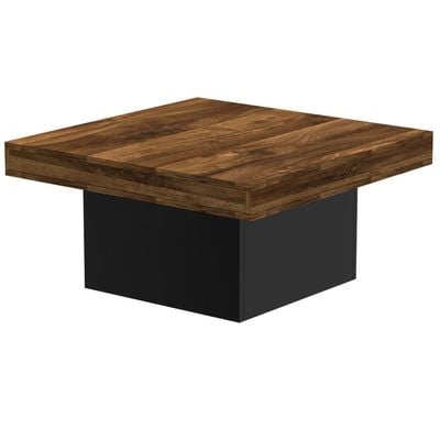 Mahmayi Modern Coffee Table Square Shape Tabletop - Dark Hunton Oak and Black 