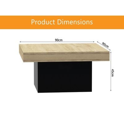 Mahmayi Modern Coffee Table Square Shape Tabletop - Natural Davos Oak and Black 