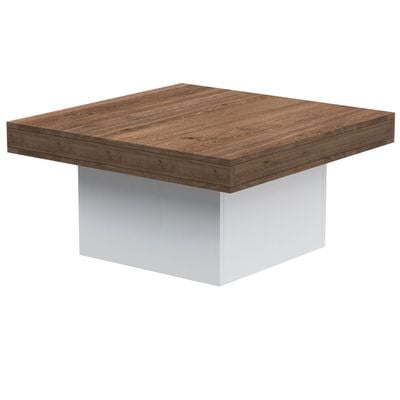 Mahmayi Modern Coffee Table Square Shape Tabletop - Truffle Davos Oak and White 