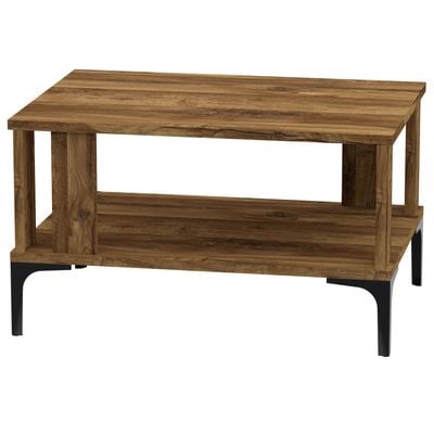 Mahmayi Modern Coffee Table with Storage Shelf - Dark Hunton Oak 