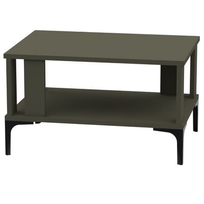 Mahmayi Modern Coffee Table with Storage Shelf - Lava Grey 