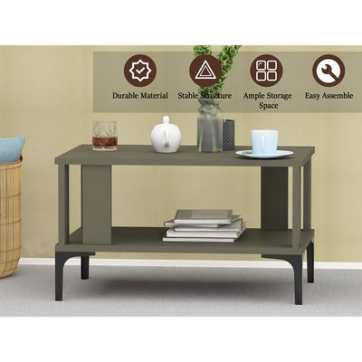 Mahmayi Modern Coffee Table with Storage Shelf - Lava Grey 