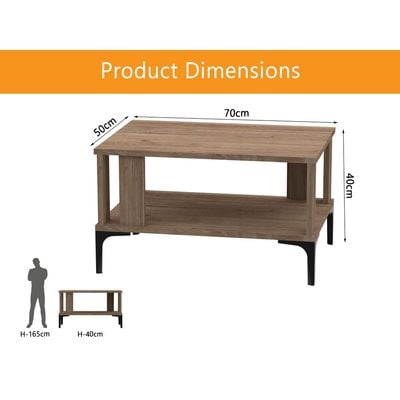 Mahmayi Modern Coffee Table with Storage Shelf - Truffle Davos Oak 