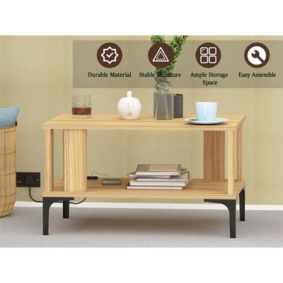 Mahmayi Modern Coffee Table with BS02 USB Port and Storage Shelf - Coco Bolo