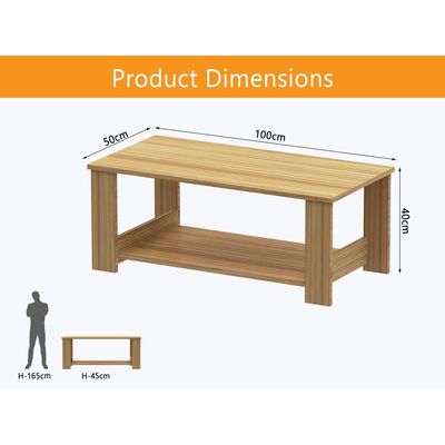 Mahmayi Modern Coffee Table with Two Tier Storage Shelf - Coco Bolo 