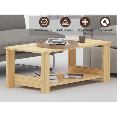 Mahmayi Modern Coffee Table with Two Tier Storage Shelf - Coco Bolo 