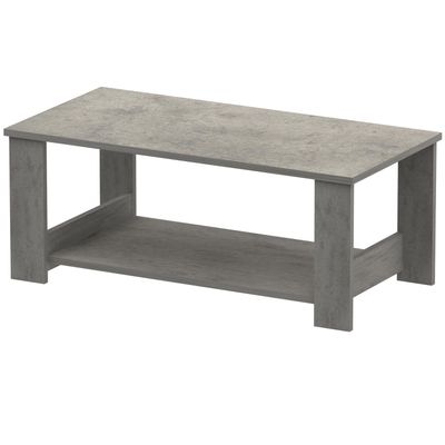 Mahmayi Modern Coffee Table with Two Tier Storage Shelf - Light Grey Chicago Concrete 