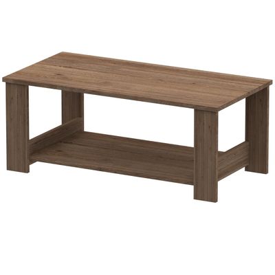 Mahmayi Modern Coffee Table with Two Tier Storage Shelf - Truffle Davos Oak 