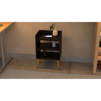 Mahmayi Modern Night Stand, Side End Table with 3 Open Storage Shelf - Black 