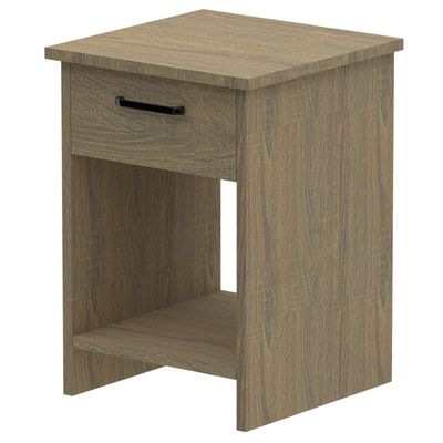 Mahmayi Modern Night Stand, Side End Table with Single Drawer and Open Storage Shelf - Grey Bardilano Oak 