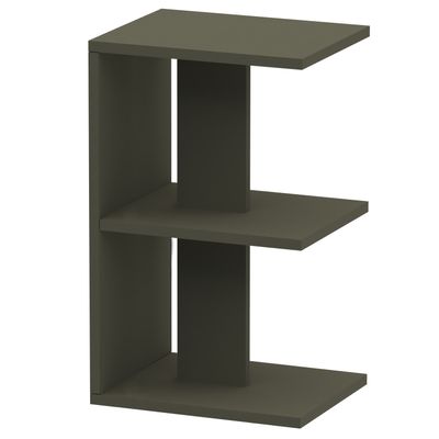 Mahmayi Modern E Shape Night Stand, Side End Table with 3 Open Storage Shelf - Lava Grey