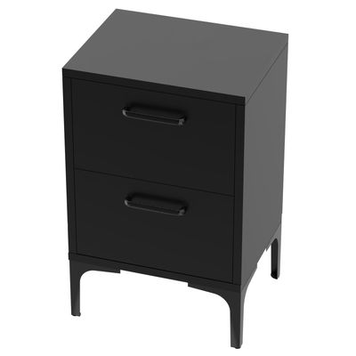 Mahmayi Modern Night Stand, Side End Table with 2 Storage Drawers - Black