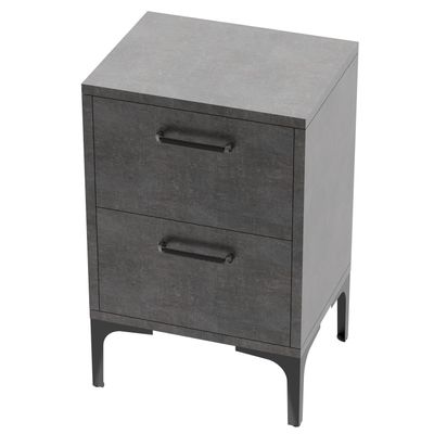 Mahmayi Modern Night Stand, Side End Table with 2 Storage Drawers - Metal Fabric Anthracite