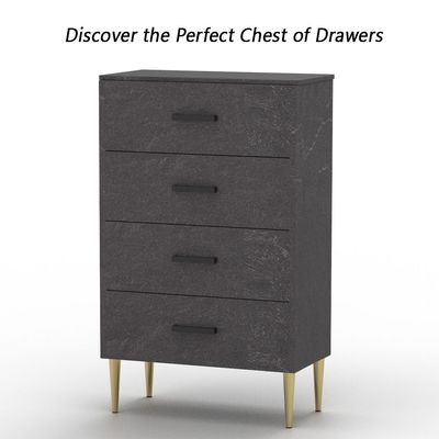 Mahmayi Modern Wooden Chest of Drawer with 4 Drawers Cabinet for Living Room, Bedroom, Home Office, Entryway - Anthracite Jura Slate