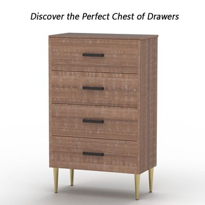 Mahmayi Modern Wooden Chest of Drawer with 4 Drawers Cabinet for Living Room, Bedroom, Home Office, Entryway - Brown Arizona Oak