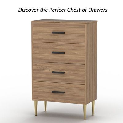 Mahmayi Modern Wooden Chest of Drawer with 4 Drawers Cabinet for Living Room, Bedroom, Home Office, Entryway - Brown Kansas Oak