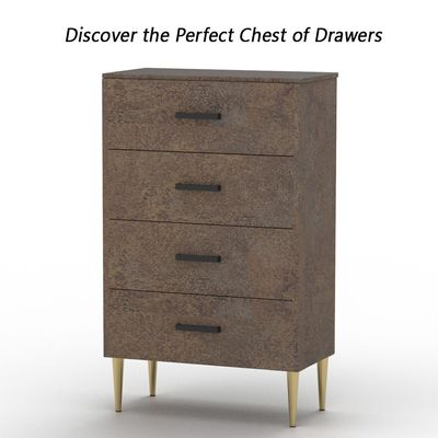 Mahmayi Modern Wooden Chest of Drawer with 4 Drawers Cabinet for Living Room, Bedroom, Home Office, Entryway - Ferro Bronze MFC Board