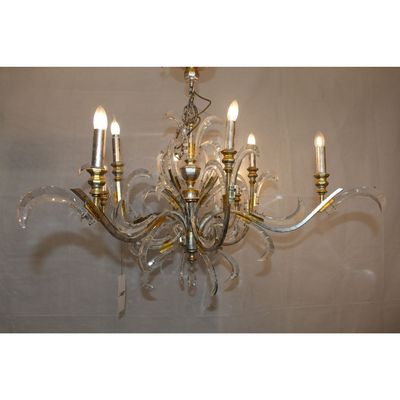 Flower Branch Candle Light Teardrop Crystal Pendant for Living/Dining Room