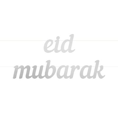 Eid Mubarak Letter Banner Silver, for Occassions like Ramadan