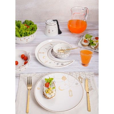 Rosa Farha Crescent Serving Dish|Suitable Ramadan and Eid Decoration & Celebration|Perfect Festive Gift for Home Decoration in Ramadan, Eid, Birthdays, Weddings.