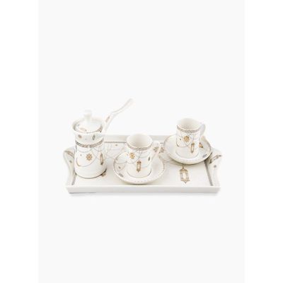 Rosa Farha 6pcs Turkish Coffee Set|Suitable Ramadan and Eid Decoration & Celebration|Perfect Festive Gift for Home Decoration in Ramadan, Eid, Birthdays, Weddings.