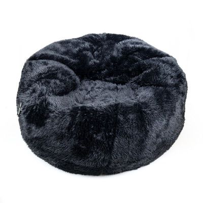 Luxe Decora Largo | Long-Haired Fur Bean Bag for Exotic Luxurious Comfort | With Polystyrene Beads Filling | Best for Kids and Adults (Black, Small)…