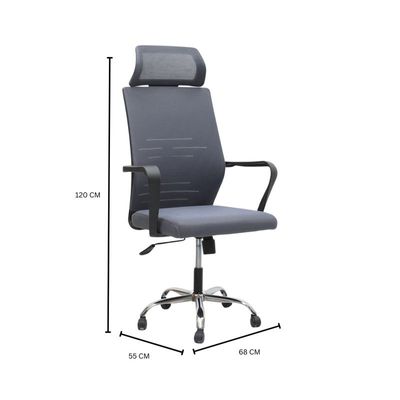 Office Chair, Desk Mesh Chair, Ergonomic Computer Chair, 360° Swivel Chair, Adjustable Lumbar Support, Headrest, and Armrests, Lockable Tilt, Grey