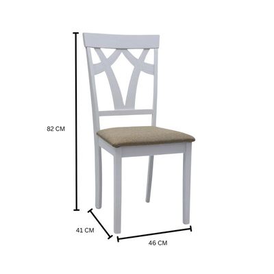 Wooden Fabric Upholstered Dining Chair White