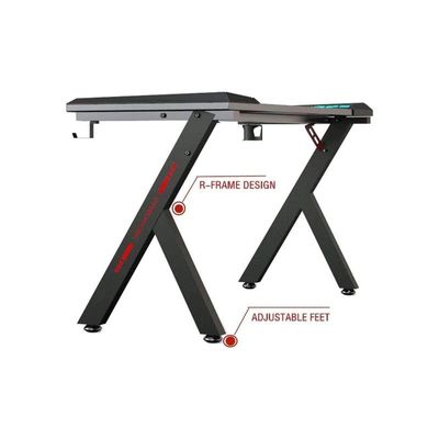 Sulsha Gaming Desk,Ergonomic Computer and Gaming Table Y Shaped for Pc, Workstation, Home, Office with LED Lights Carbon Fiber Surface,Cup Holder and Headphone Hook,120Ã—60Ã—75cm