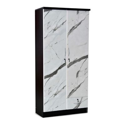Modern design 2 Door Marble & Wooden Wardrobe Cabinet Cupboard Engineered Wood Perfect Modern Stylish Heavy Duty -WHITE,Black 