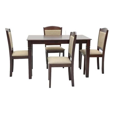 5-Piece Rectangular Dining Set Wooden Dining Set | Sturdy Kitchen Dining Table with 4 Dining Chairs | 1+4 Seater Modern Design Furniture for Home, Dining Room Color Black