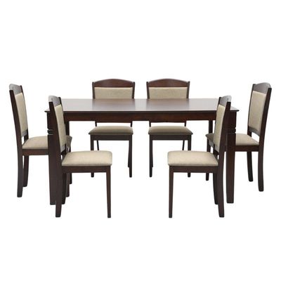 7-Piece Rectangular Dining Set Wooden Dining Set | Sturdy Kitchen Dining Table with 6 Dining Chairs | 1+6 Seater Modern Design Furniture for Home, Dining Room Color Black