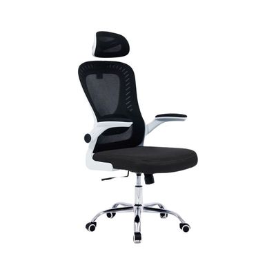 Ergonomic Office Chair with Headrest and Lumbar Support Desk Chair Computer Chair, High Back Executive Swivel Chair (Black and White) (Headrest)