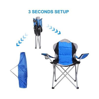 Foldable Camping Chair with Cup Holder Heavy Quality (Blue) | Sadu Chair | Foldable Chair | Garden Chair | Fishing Chair | Travel Chair | Picnic Chair and Festival chair BLUE