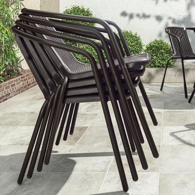 Garden Dining Set 5 Piece Outdoor Furniture Patio Dining Table and Chair Balcony Dinner Table Dinner Chair Poly Rattan Anthracite BROWN