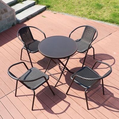Garden Dining Set 5 Piece Outdoor Furniture Patio Dining Table and Chair Balcony Dinner Table Dinner Chair Poly Rattan Anthracite BROWN