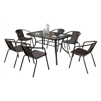 Garden Dining Set 7 Piece Outdoor Furniture Patio Dining Table and Chair Balcony Dinner Table Dinner Chair Poly Rattan Anthracite