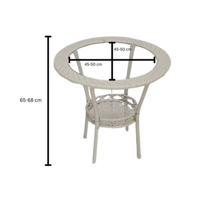 Patio Rattan 1+2 Rattan for Dinning Table Set with Wicker Glass Top Modern Coffee Table Waterproof Set Chairs Outdoor & Indoor area| Dining Room| Kitchen| Coffee shop| Home Garden | Color WHITE