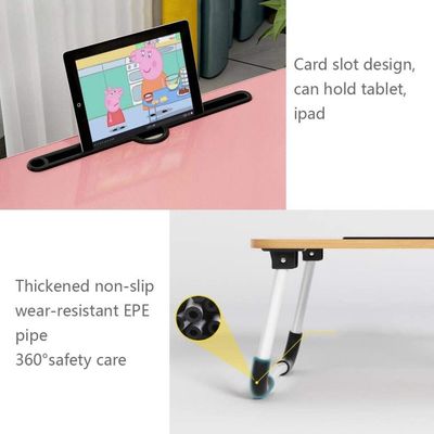 Laptop Bed Tray Table, Portable Standing Table with Foldable Legs for Reading Working Writing On Floor(Color: Pink)