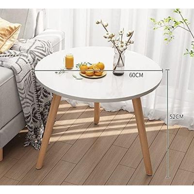 Round Side Table apartment Coffee Tea sofa Wooden Table for Living Room White Top