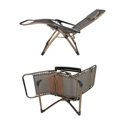 Folding Deck Chair Sun Lounger Recliner Chair Home Office Sleep Chair Pregnant Woman Chair Travel Folding Chair Metal Chair Backrest Adjustable Recliner Brown