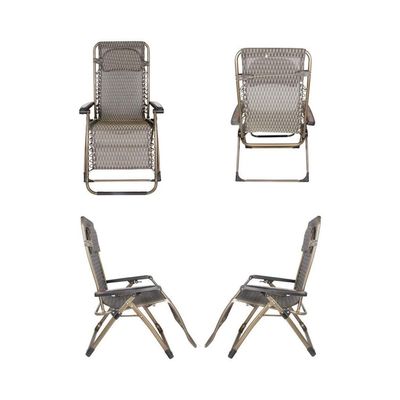 Folding Deck Chair Sun Lounger Recliner Chair Home Office Sleep Chair Pregnant Woman Chair Travel Folding Chair Metal Chair Backrest Adjustable Recliner Brown