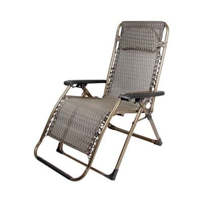 Folding Deck Chair Sun Lounger Recliner Chair Home Office Sleep Chair Pregnant Woman Chair Travel Folding Chair Metal Chair Backrest Adjustable Recliner Brown