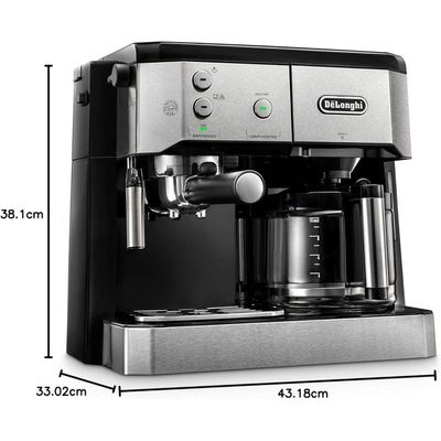 De'Longhi Dual Function Coffee Machine Espresso And Drip Coffee , Milk Frother , BCO421.S (Silver)