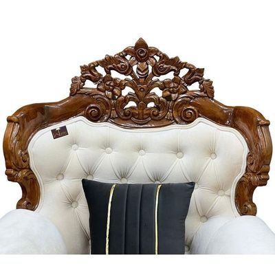 Wooden Twist Glamor Hand Carved Teak Wood Sofa (Set of 2)